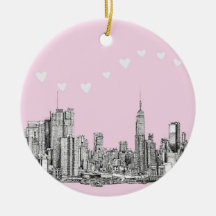 Valentine NYC pink Christmas Ornaments
