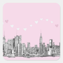 Valentine NYC pink Square Stickers