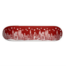 valentine NYC skyline Skate Boards