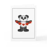 Valentine Panda Bear Holding String of Red Hearts Greeting Cards