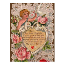 Valentine Poem With Cupid Post Cards