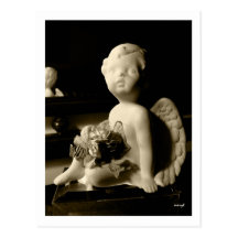 Valentine Putto (Cherub) in sepia postcard