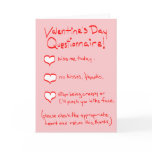 Valentine Questionnaire Cards