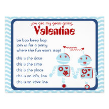 Valentine Robots Bop Custom Invite