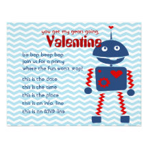 Valentine Robots Bop Personalized Invitations