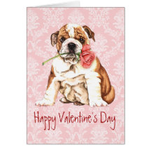Valentine Rose Bulldog Card