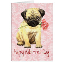 Valentine Rose Pug Card