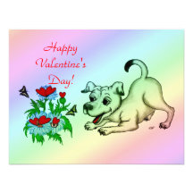 Valentine´s Day, Heart, Flower, Puppy & Butterfly Custom Announcements