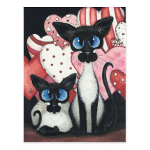 Valentine Siamese Cat - Love x's Two Postcard