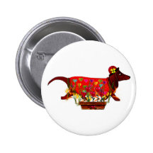 Valentine Weiner Dog Pinback Buttons