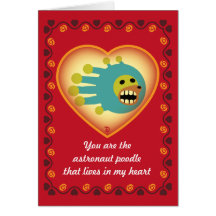 Valentine's Astronaut Poodle card
