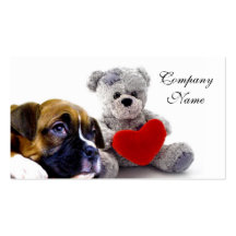Valentine's boxer puppy business card template