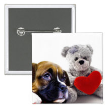 Valentine's boxer puppy button
