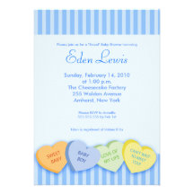 Valentines Day Conversation Heart Baby Shower Personalized Invites