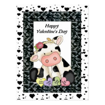 Valentine's Day Cow postcard