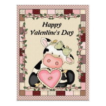 Valentine's Day Cow Postcard