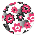 valentines day floral round sticker