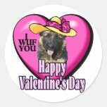 Valentine's Day German Shepherd Round Sticker