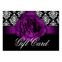 Valentines Day Gift Card Purple Rose Floral Damask Business Cards