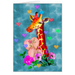 Valentine's Day Giraffe Greeting Card