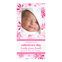 Valentine's Day - New Baby Announcement Photo Card Template