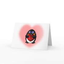 Valentine's Day Penguin with Heart Greeting Cards
