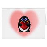Valentine's Day Penguin with Heart Greeting Cards