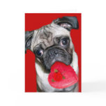 Valentine's Day pug greeting card
