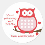 Valentine's Day Red Owl Candy Favour Sticker stickers