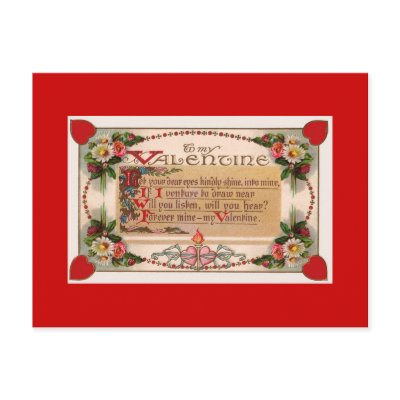 Valentine's Day Romantic Poem Postcard by kimmyklassickorner