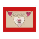 Valentine's Day Romantic Verse Hearts Postcard