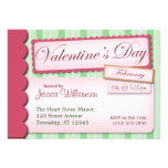 Valentine's Day Scrapbook Green Stripe Invitations