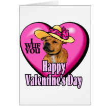 Valentine's Day Staffordshire Bull Terrier Greeting Card