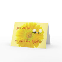 Valentine's Day with Bees and a yellow daisy Greeting Cards