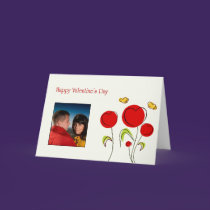 Valentine's Flower Hearts Photo Card Card