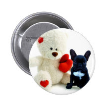 Valentine's French Bulldog puppy button