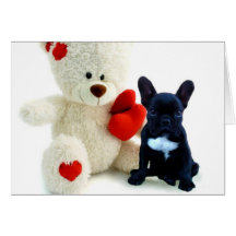 Valentine's French Bulldog puppy Greeting Card