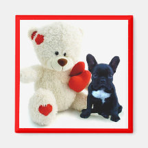 Valentine's French Bulldog puppy magnet