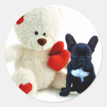 Valentine's French Bulldog puppy stickers