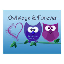 Valentine's Greeting Cards with Cute Owls Post Cards