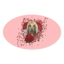 Valentines - Key to My Heart - Afghan Oval Sticker