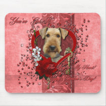 Valentines - Key to My Heart - Airedale Mouse Mats