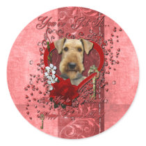 Valentines - Key to My Heart - Airedale Round Sticker