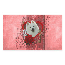 Valentines - Key to My Heart - American Eskimo Rectangular Stickers