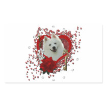 Valentines - Key to My Heart - American Eskimo Rectangular Stickers