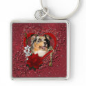 Valentines - Key to My Heart - Australian Shepherd keychains