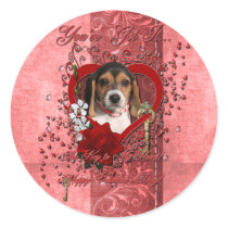 Valentines - Key to My Heart - Beagle Puppy Stickers
