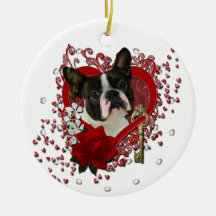 Valentines - Key to My Heart - Boston Terrier Christmas Ornaments