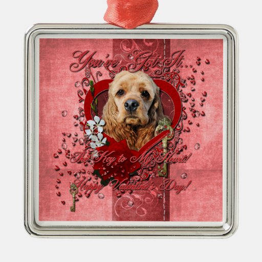 Valentines - Key to My Heart - Cocker Spaniel Christmas Ornaments