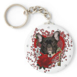 Valentines - Key to My Heart - French Bulldog keychains